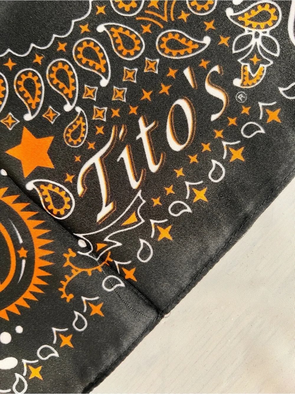 Tito's Handmade Vodka bandana black orange white paisley Cotton 21